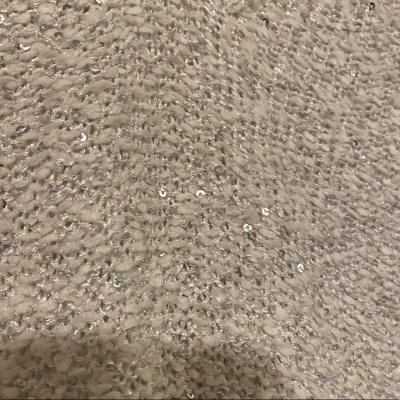 Orsay sparkly white fall sweater V-neck tight fit - Picture 9 of 13